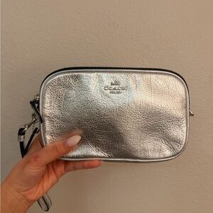Coach Metallic Silver Wristlet